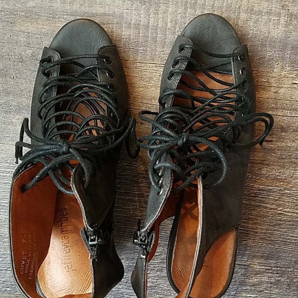 JEFFREY CAMPBELL 7.5 Covet Black Lace up heel Sandal Free People - Picture 7 of 13